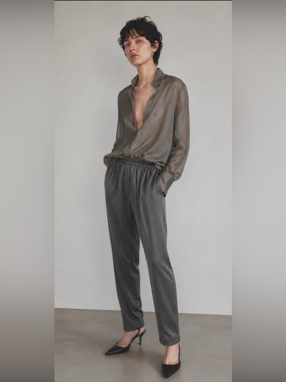 MAISON MARTIN MARGIELA Grey Silk Pants